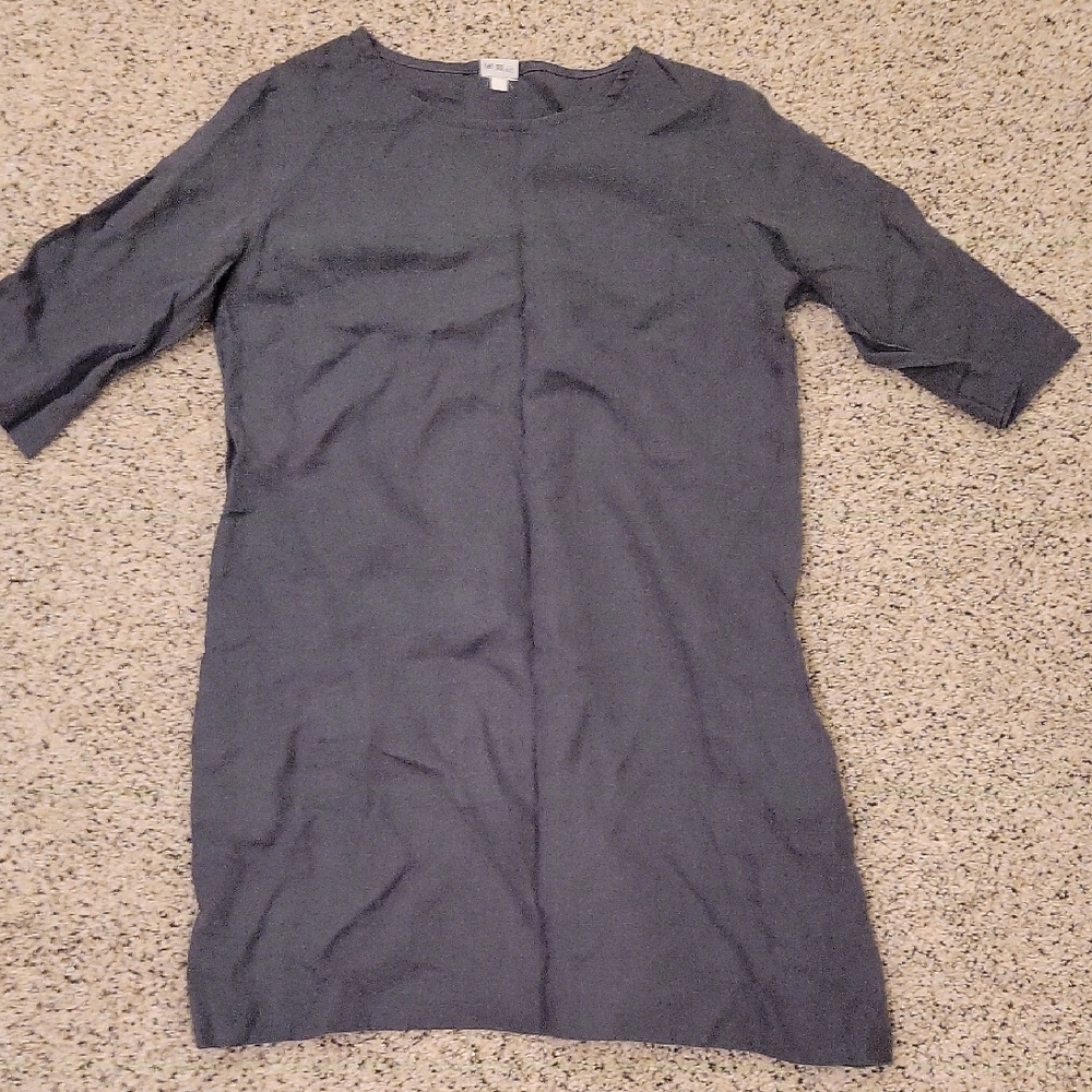 Linenfox Linen Dress Blue Gray Xsmall